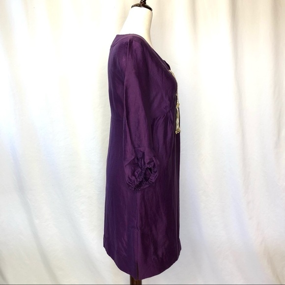 Diane von Furstenberg Honey Pie purple linen blend tunic dress pockets size 0 - Picture 3 of 10
